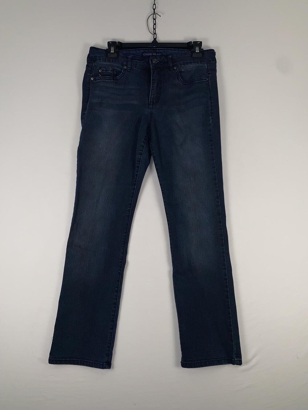 Code Bleu Jeans Womens 10P Blue Mid Rise Straight Rhinestone Stretch Denim Pants